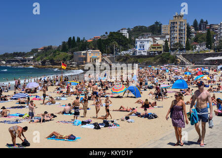 Baigneurs sur coogee beach, coogee, une banlieue est de Sydney, New South Wales, Australia Banque D'Images