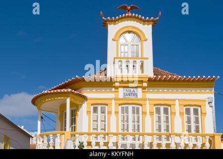 Villa de style art nouveau dans la région de Costa Nova, Aveiro, Portugal Banque D'Images