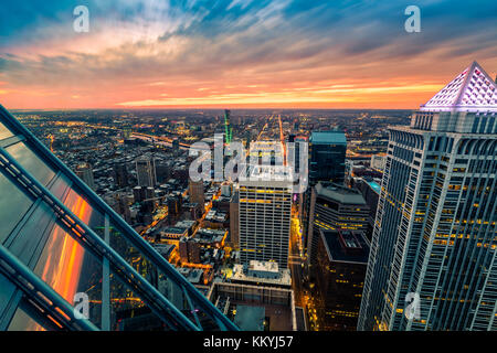 Vue aérienne de Philadelphie au coucher du soleil. Banque D'Images