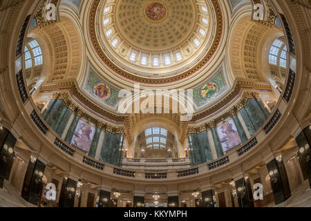 Dôme intérieur de la Wisconsin State Capitol de la rotonde marbre à Madison, Wisconsin Banque D'Images