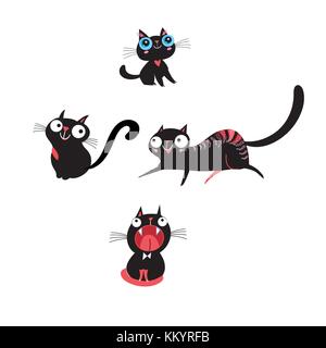 Vector set de chatons dans différentes poses sur un fond blanc Illustration de Vecteur