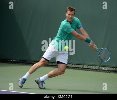 KEY BISCAYNE, FL - 22 MARS : Tomas Berdych pendant l'Open de Miami deuxième jour présenté par Itau au Crandon Park tennis Centre le 22 mars 2016 à Key Biscayne, Floride. Personnes: Tomas Berdych Banque D'Images