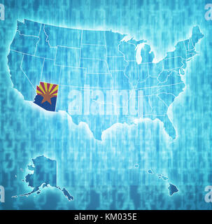 Carte de l'Arizona sur des États-Unis d'Amérique avec des frontières d'un etat Banque D'Images