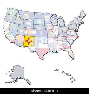 Nouveau Mexique sur la carte isolée des Etats-Unis d'Amérique avec des frontières d'un etat Banque D'Images