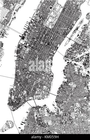 New York voir la carte, satellite, des États-Unis, de l'illustration, maisons, quartiers et rues Illustration de Vecteur