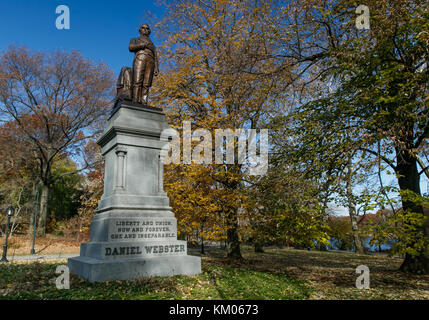 Statue de Daniel Webster dans Central Park, new york city. Banque D'Images