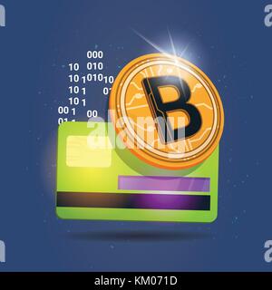 Sur l'icône de carte de crédit bitcoin crypto numérique web moderne monnaie money concept Illustration de Vecteur