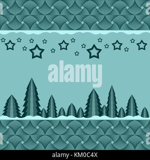 Fond de noël avec sapins et étoiles Illustration de Vecteur