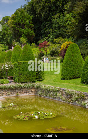 La Piscine Jardin ci-dessous Mapperton House - le manoir accueil du Comte de Sandwich nr Beaminster, Dorset, England, UK Banque D'Images