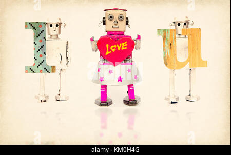 Je vous aime les jouets robot Banque D'Images
