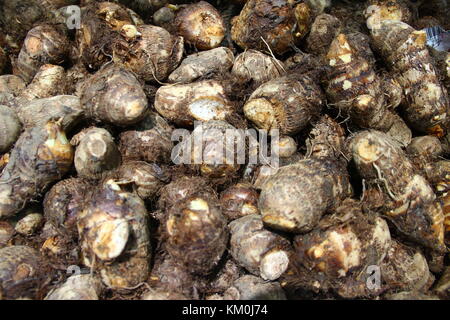 Taro cru en vente dans un supermarché Banque D'Images