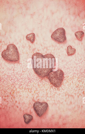 Image retro de shiny saint-valentin hearts. Banque D'Images