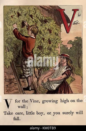 Une couleur historique Victorian children's ABC book illustration - V pour les vignes Banque D'Images