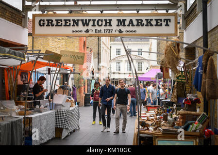 Greenwich Market à Londres (UK). Juillet 2017. Le format paysage. Banque D'Images