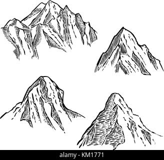 Ensemble de croquis de montagne. élément de conception pour emblème, signe, étiquette, de l'affiche. vector illustration Illustration de Vecteur