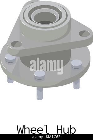 Le moyeu de roue, l'icône de style 3D isométrique Illustration de Vecteur
