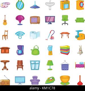 Meubles de maison, cartoon style icons set Illustration de Vecteur