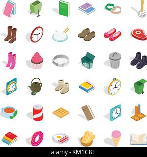 Home intérieur icons set, style isométrique Illustration de Vecteur