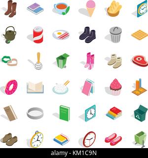 L'intérieur de la chambre, style isométrique icons set Illustration de Vecteur
