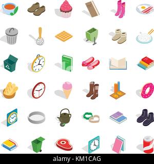 Icons Set de meubles, style isométrique Illustration de Vecteur