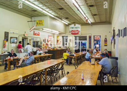 New York, le comté de Caldwell, Lockhart, smitty's market, restaurant barbecue, salle à manger Banque D'Images