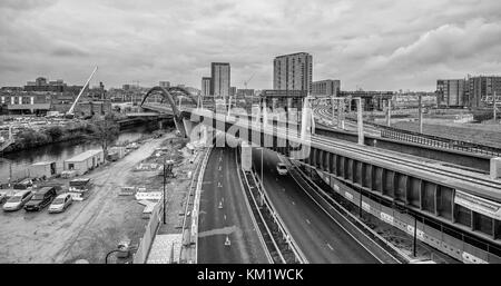 Photo aérienne du pont de corde de Salford Banque D'Images