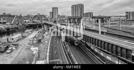 Photo aérienne du pont de corde de Salford Banque D'Images