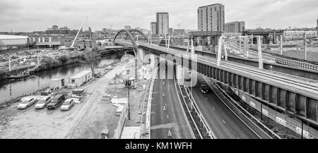 Photo aérienne du pont de corde de Salford Banque D'Images