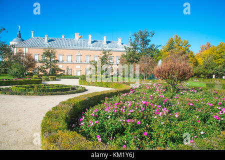 Palais Royal et les jardins. Aranjuez, Madrid, province de l'Espagne. Banque D'Images