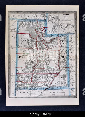 George Cram Carte antique de 1866 Atlas pour avocats et banquiers : États-Unis - Utah - Salt Lake City Grand Lac Salé Provo Moab Banque D'Images