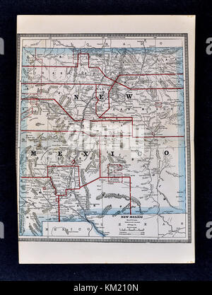 George Cram Carte antique de 1866 Atlas pour avocats et banquiers : États-Unis - Nouveau Mexique - Santa Fe Taos Albuquerque Cimarron Las Vegas Banque D'Images