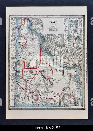 George Cram Carte antique de 1866 Atlas pour avocats et banquiers : États-Unis - New York - Boise City Banque D'Images