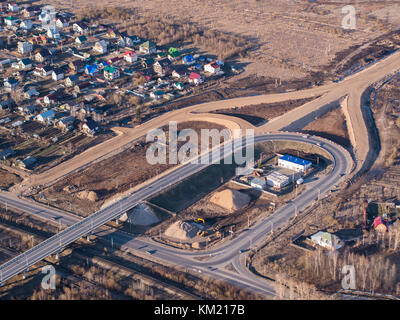 Vue aérienne de la jonction de route en construction Banque D'Images