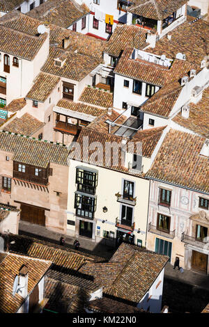 Carrera del Darro, et l'hôtel El Zaguan, El Albaicin, Grenade, Andalousie, Espagne : à partir de la forteresse Alcazaba Banque D'Images