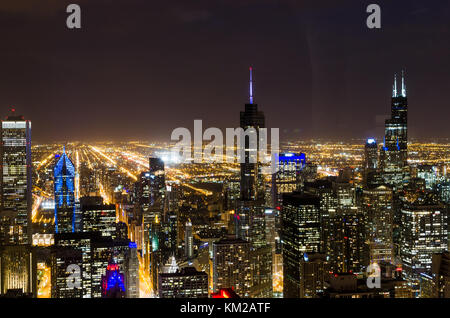 Chicago skyline at night Banque D'Images