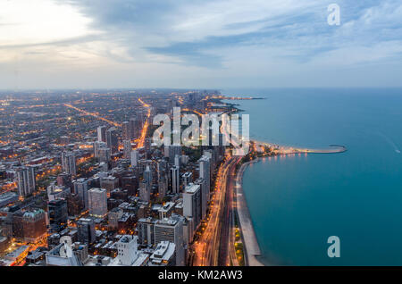 Chicago skyline at night Banque D'Images