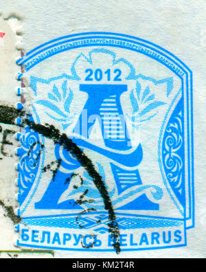 GOMEL, BÉLARUS, 30 novembre 2017, de timbres en Bélarus montre image du timbre-poste, vers 2012. Banque D'Images