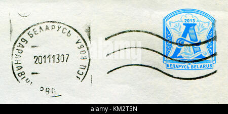 GOMEL, BÉLARUS, 30 novembre 2017, de timbres en Bélarus montre image du timbre-poste, vers 2013. Banque D'Images