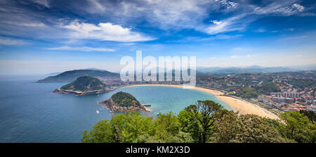 Vue aérienne de Donostia San Sebastian, Pays basque, Espagne, Europe Banque D'Images