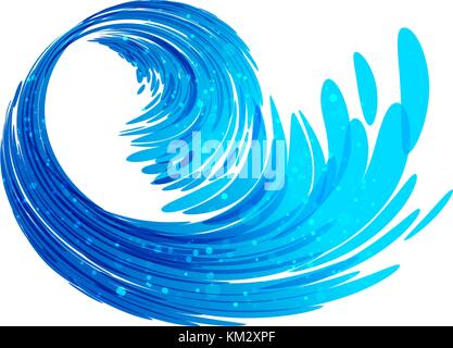 Blue Wave isolé sur fond blanc, de l'eau splash vector Illustration de Vecteur