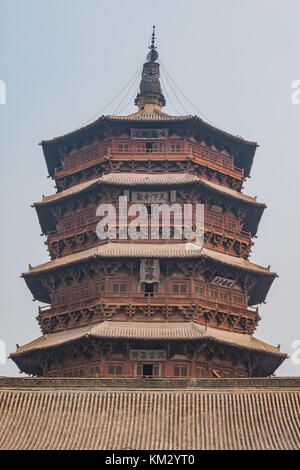 Close up sur la pagode en bois yingxian, un site du patrimoine de l'unesco l'étude. Banque D'Images