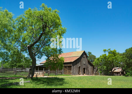 Texas, Stonewall, LBJ State Park and Historic site, Sauer-Beckmann, Living History Farm, vers 1915-1918, grange en bois Banque D'Images