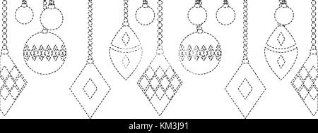 Forme pointillée boules de noël décoration pendaison différents Illustration de Vecteur