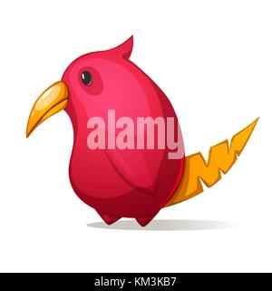 Cartoon funny, cute oiseau avec un grand bec. Illustration de Vecteur
