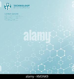 La technologie de l'hexagone géométrique abstraite avec des points de connexion de ligne de fond bleu. Les molécules d'ADN et médicaux. Vector illustration Illustration de Vecteur