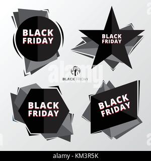 Définir des étiquettes de prix discount vente vendredi noir sur fond blanc. Vector illustration. Illustration de Vecteur