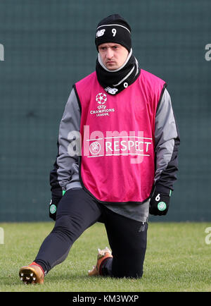 Du celtique Leigh Griffiths durant la session de formation à Lennoxtown, Glasgow. Banque D'Images