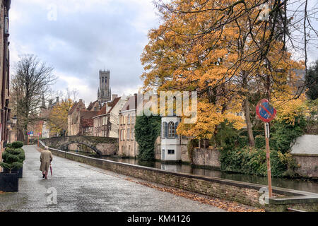 Jour d'automne humide à Bruges, Belgique, Europe, Union européenne médiévale pittoresque ville de flandre Banque D'Images