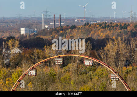 Site du patrimoine mondial de l'UNESCO, la mine Zeche Zollverein à Essen, Allemagne, cokerie, sun-roue, une sorte de grande roue, Banque D'Images