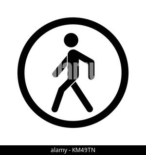 Aucun signe de marche. interdite black road sign isolé sur fond blanc.. arrêter de signer des piétons pour symbole l'entrée interdite. interdit de marcher sign vector illustration Illustration de Vecteur